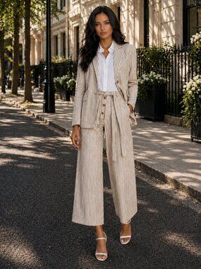 Tory Burch Striped Blazer Linen Cotton Stripe